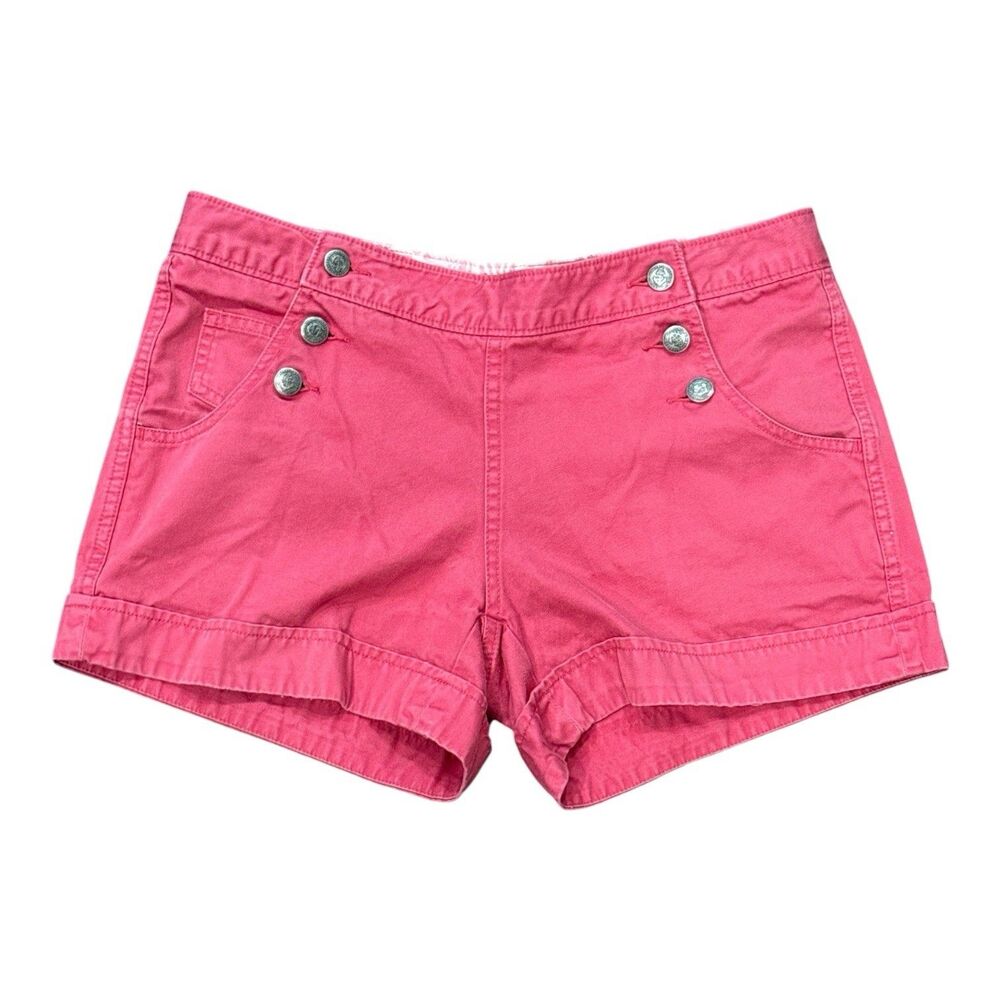 Vineyard Vines Women's Sailor Shorts Red Cotton Anchor Button Size 6